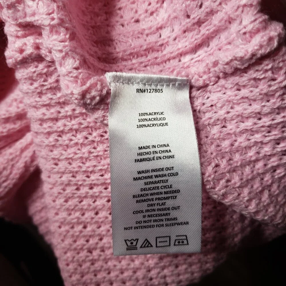 DKNY Girls Sz L Pink Flip Sequin Knit Hoodie Sweater(1486)